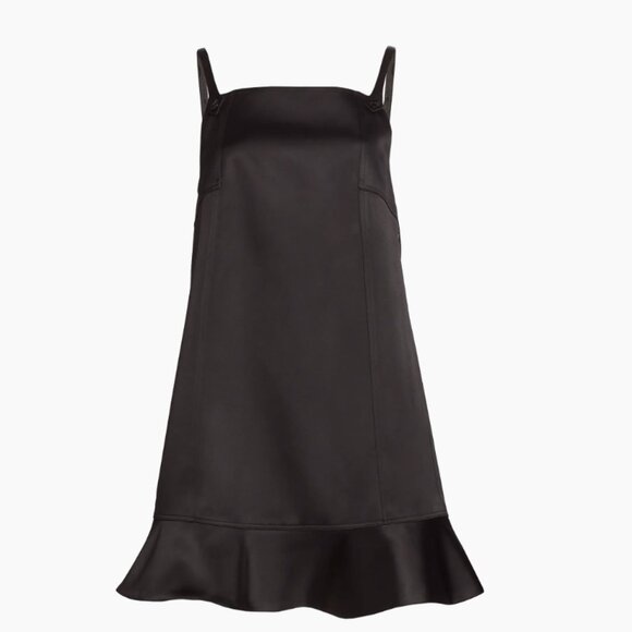 NWT Ganni Black Duchesse Satin Mini Dress - Picture 1 of 5